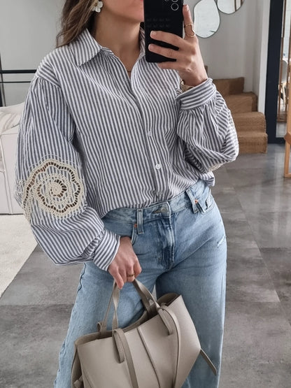 CHEMISE RAYÉE BRODÉE